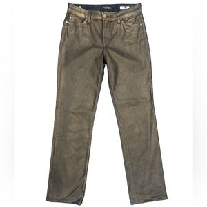 Vizcaino Bronze Metallic Denim Women’s Size 8 29.5” Inseam Straight Leg 5Pkt USA